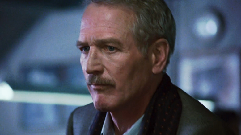 Paul Newman's Fast Eddie Felson is seen in closeup in The Color of Money