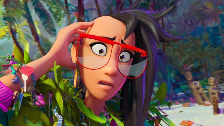 Raissa touching her head in Forgotten Island