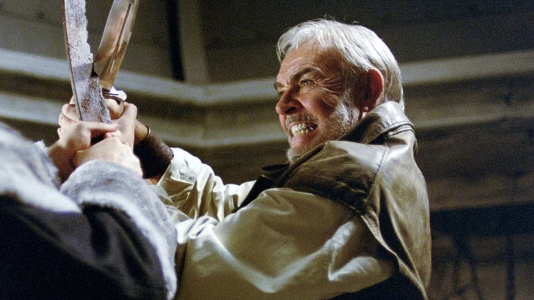 Sean Connery crosses swords with an assailant as Allan Quatermain in The League of Extraordinary Gentlemen