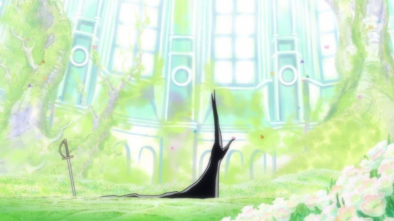 Imu walking around their throne room in One Piece