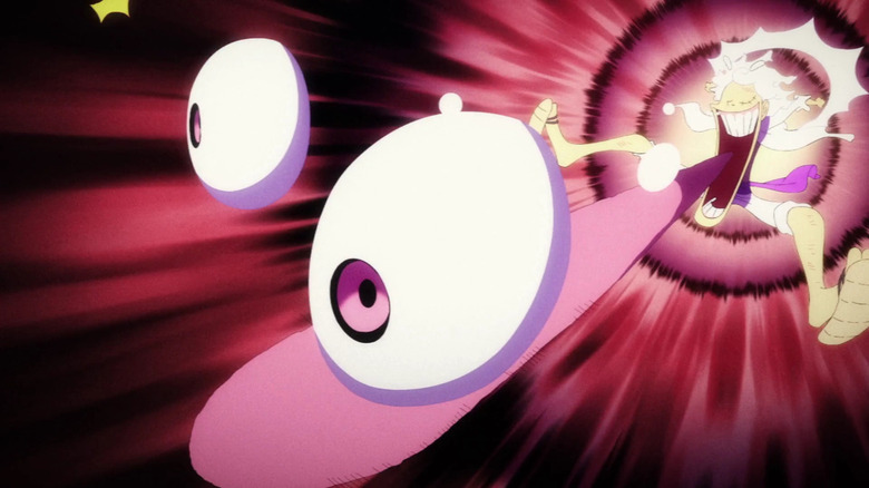 Luffy is so surprised his eyeballs pop out in One Piece