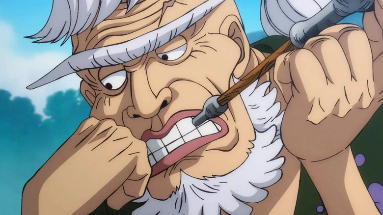Shimotsuki Kouzaburou smokes a pipe in One Piece