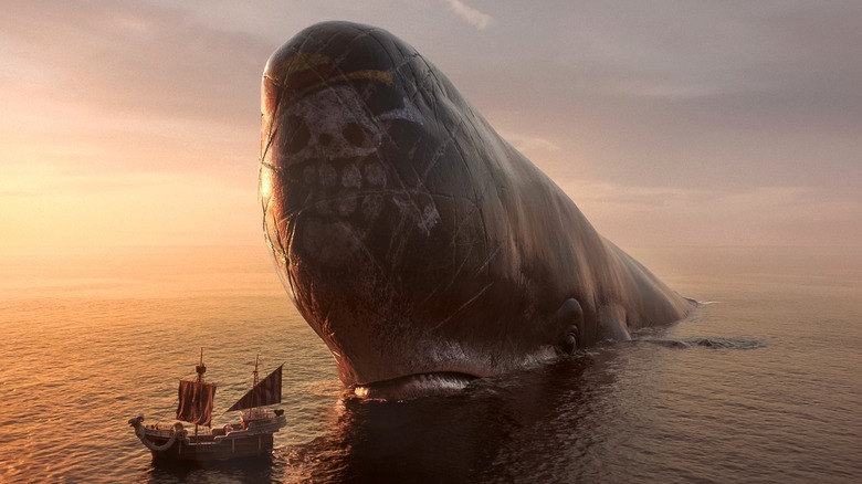 Laboon negotiates with Luffy after he paints his Jolly Roger on his head in One Piece