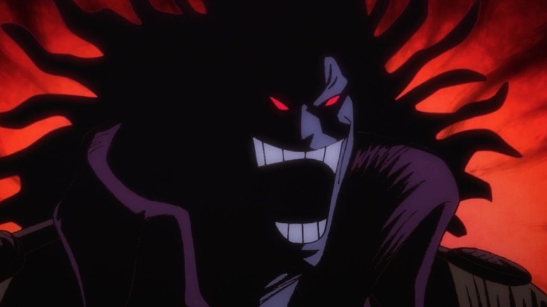 A silhouette of Rocks D. Xebec laughing in One Piece