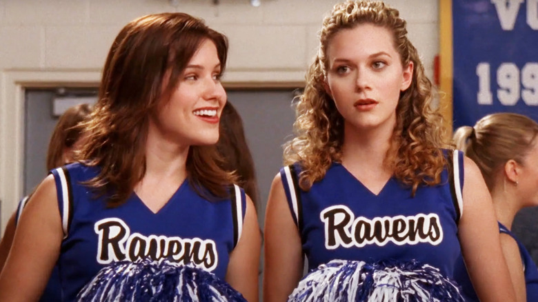 Sophia Bush's Brooke Davis stands alongside Hilarie Burton Morgan's Peyton Sawyer as they cheerlead iin One Tree Hill