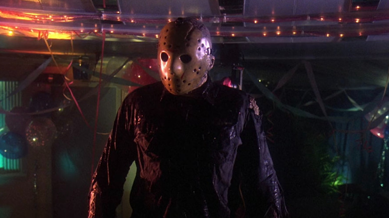 Jason Voorhees standing in the middle of a dance floor in Friday the 13th: Part VIII - Jason Takes Manhattan