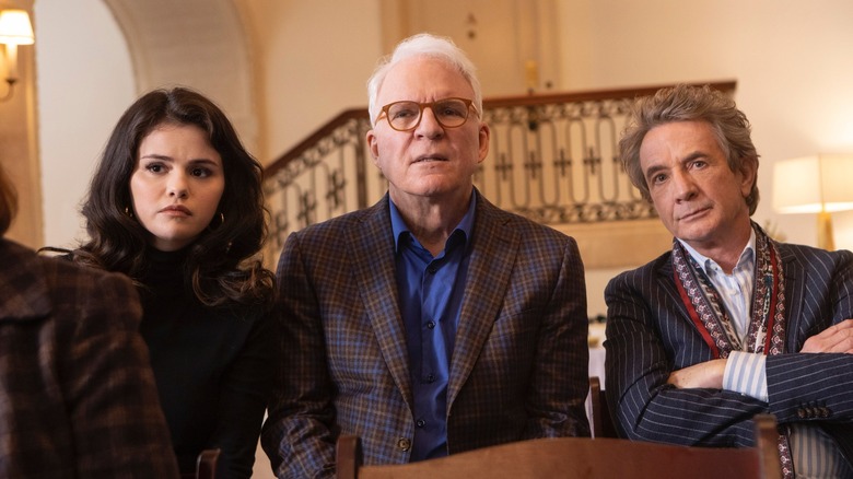 Selena Gomez, Steve Martin, and Martin Short in Only Murders in the Buiding