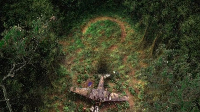 Um avião caiu em um campo com um ponto de interrogação em Lost
