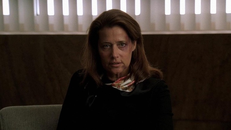 Melfi in his office with bruises on his face in the movie 