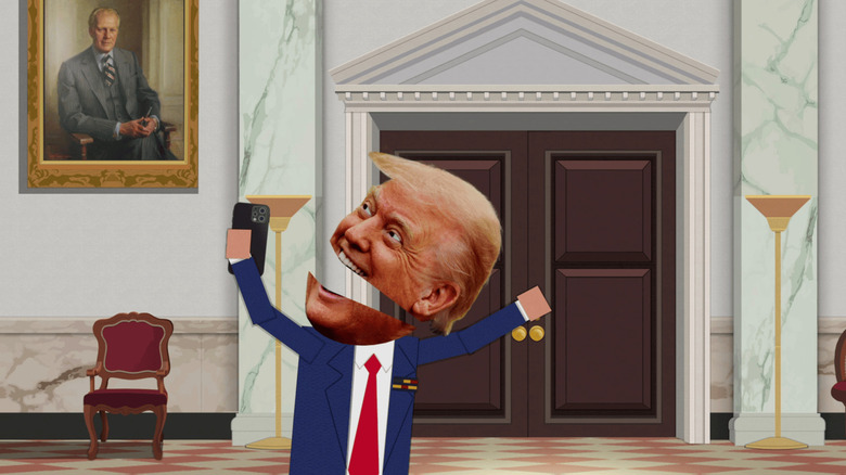 Donald Trump taking a selfie in the White House on South Park