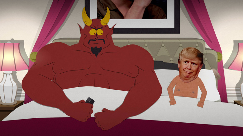 Satan and Donald Trump in bed together on South Park