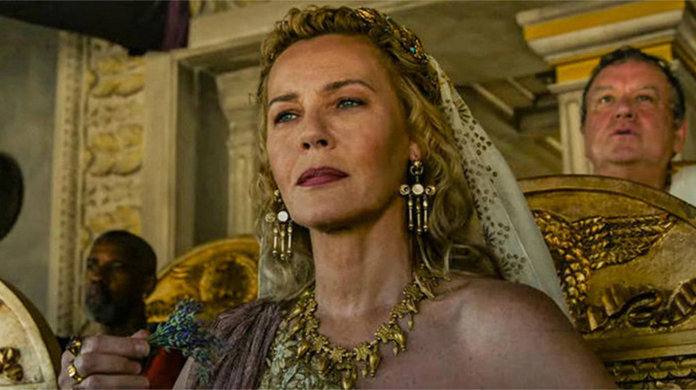 Lucilla looking at the Colosseum arena from her box seat in Gladiator II