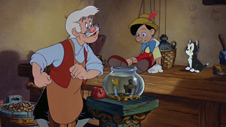 Geppetto admires Pinocchio in Pinocchio (1940)