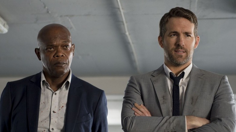 Sam Jackson and Ryan Reynolds arms crossed