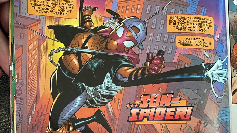 Sun-Spider swinging through city