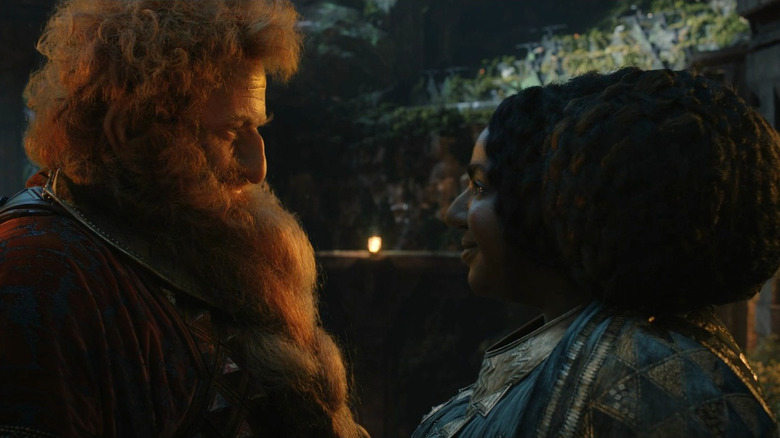Sophie Nomvete and Owain Arthur in The Lord of the Rings: The Rings of Power