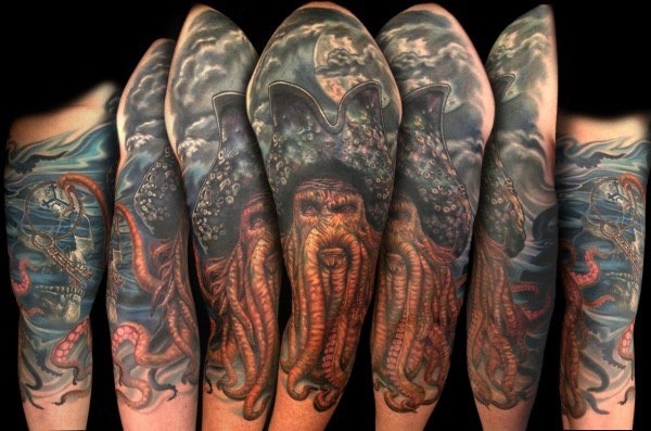  Davy Jones Sleeve Tattoo 