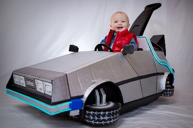 Toddler's Push Car Into a DeLorean Time Machine From 'Back to the Future'