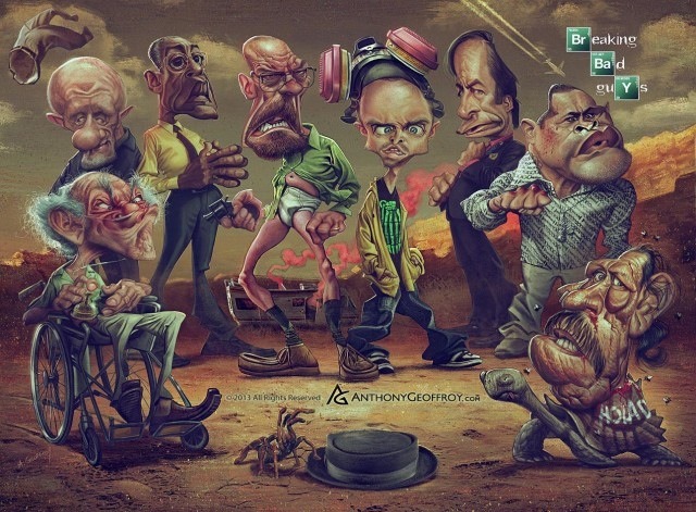 Caricatures of Breaking Bad Characters by Anthony Geoffroy