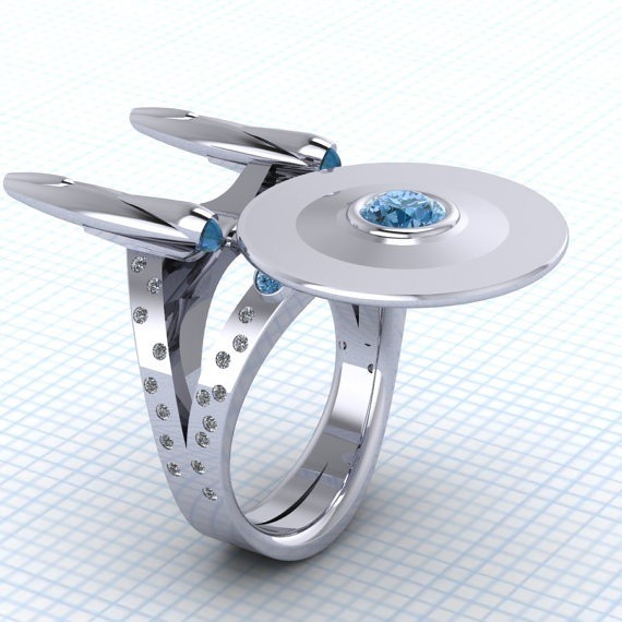 Diamond studded Star Trek ring