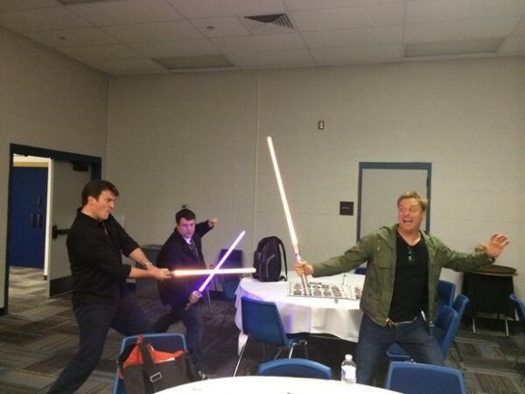 A Lightsaber Fight Between Nathan Fillion, Alan Tudyk and Sean Astin