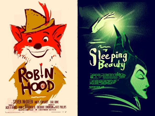 Olly Moss' scrapped idea sketches from Mondo's Disney art show