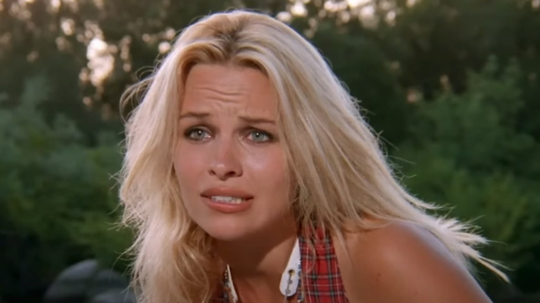 C.J. Parker (Pamela Anderson) looks worried in Baywatch