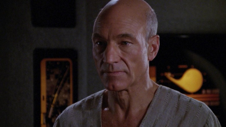 Picard looking melancholy on Star Trek: The Next Generation