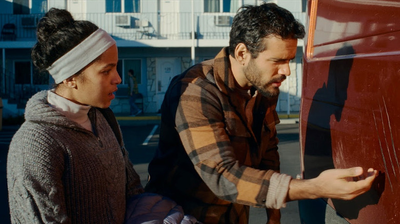 Maddie and Tyler notice a strange mark on their van in Passenger (2026)