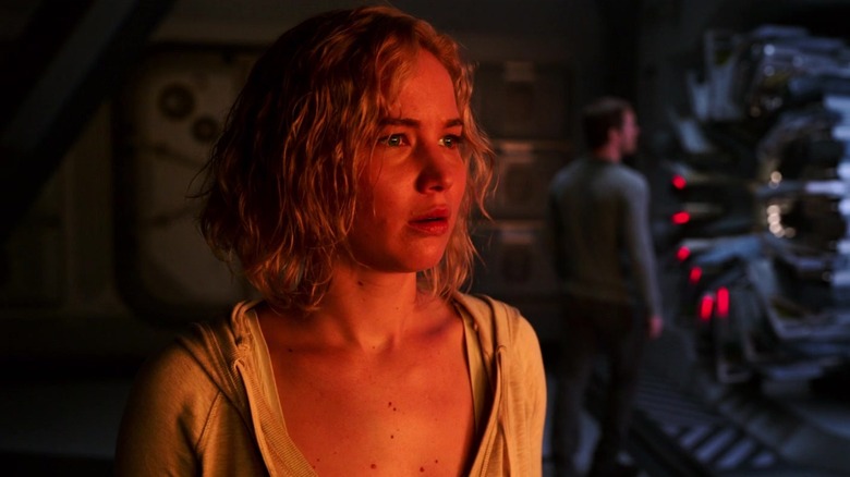 Aurora Lane stares in shock in Passengers (2016)