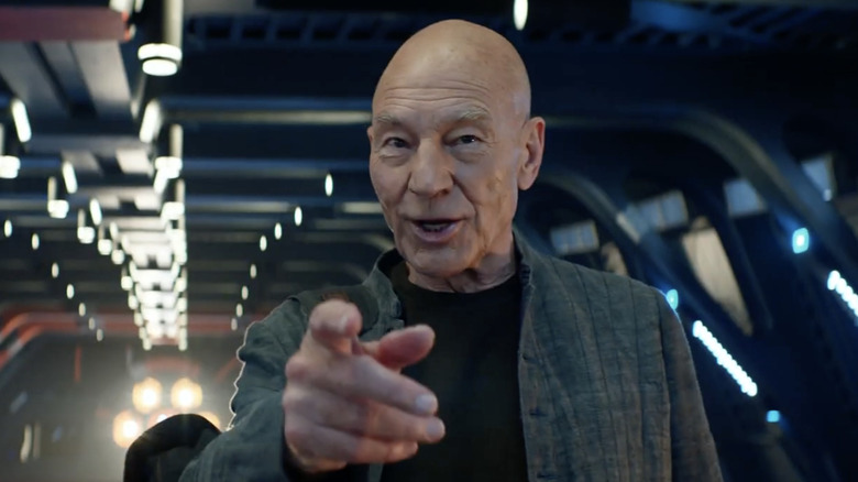 Patrick Stewart pointing in Star Trek: Picard