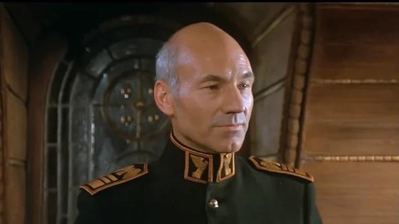 Patrick Stewart looks distinguished as Gurney Halleck in Dune