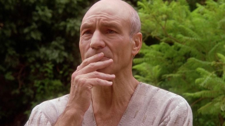 Captain Picard looking overwhelmed on Star Trek: The Next Generation