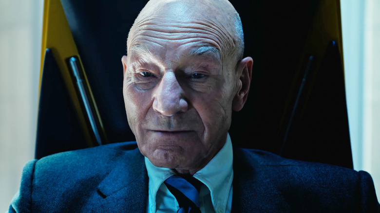 Patrick Stewart's Charles Xavier is seen in closeup as he sits in his chair in Doctor Strange in the Multiverse of Madness