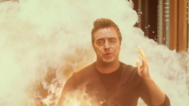 Paul McGillon as Carson Beckett caught in an explosion on Stargate Atlantis