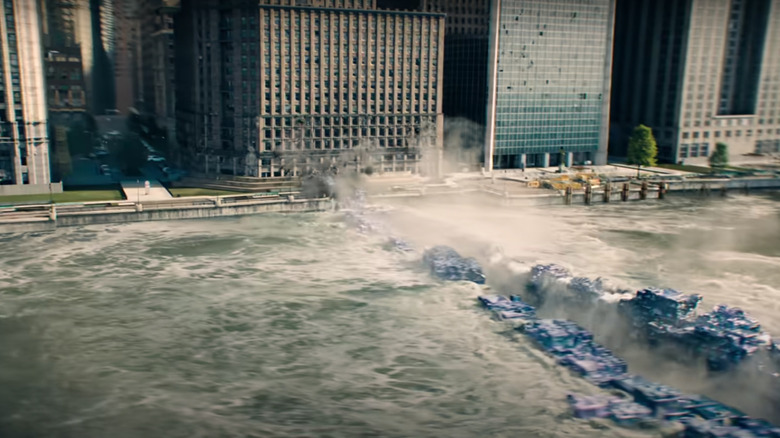 A dimensional rift opening near Metropolis in Superman (2025)