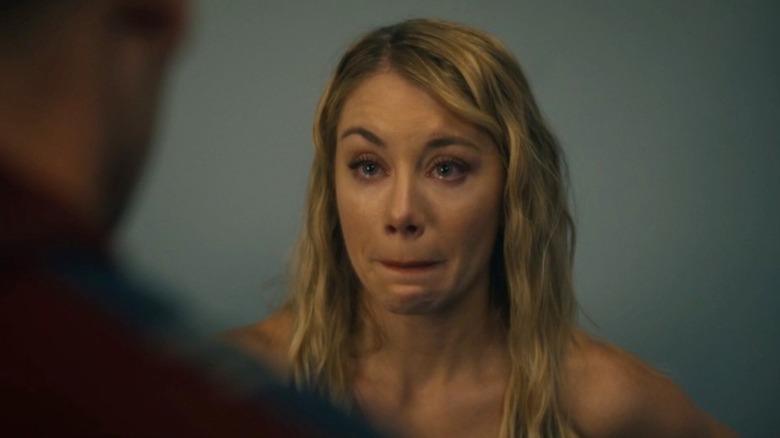 Jennifer Holland as Harcourt crying in "Peacemaker" season 2, episode 6, "Ignorance Is Chris"