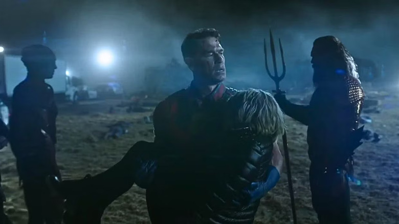 Peacemaker carries Harcourt past The Flash and Aquaman in Peacemaker