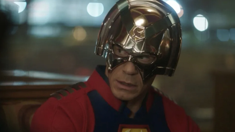 Christopher Smith dons a shiny helment in Peacemaker