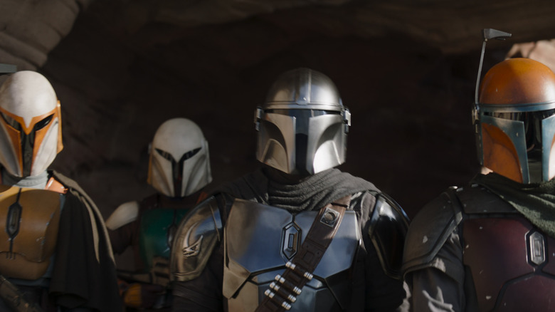 Din Djarin and other Mandalore warriors in The Mandalorian