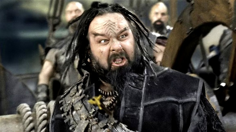 Peter Jackson as Corsair pirate and himself in front of Hobbit hole