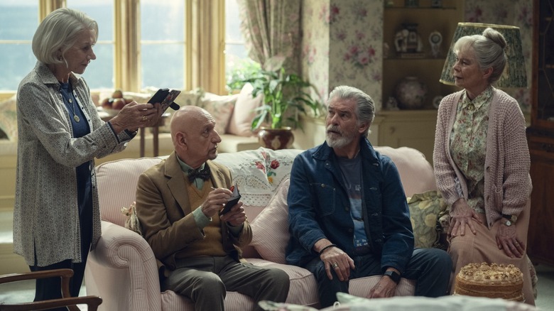 Elizabeth, Ibrahim, Ron, and Joyce comparing notes in The Thursday Murder Club