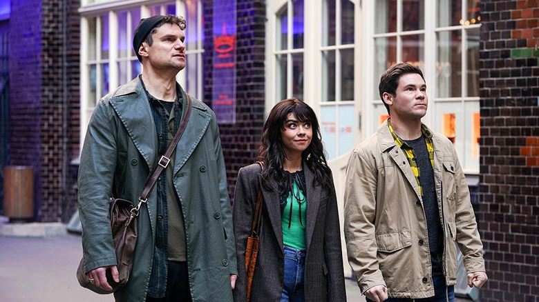 Flula Borg, Sarah Hyland, and Adam Devine in Pitch Perfect: Bumper in Berlin