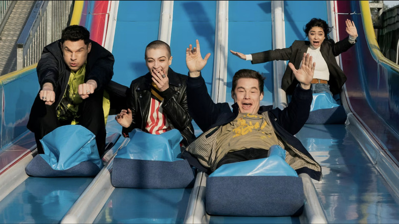 Flula Borg, Lera Abova, Adam Devine, and Sarah Hyland in Pitch Perfect: Bumper in Berlin
