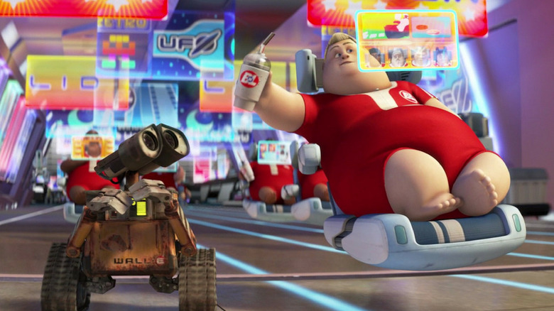 Wall-E getting a glimpse of his first humans in "Wall-E"