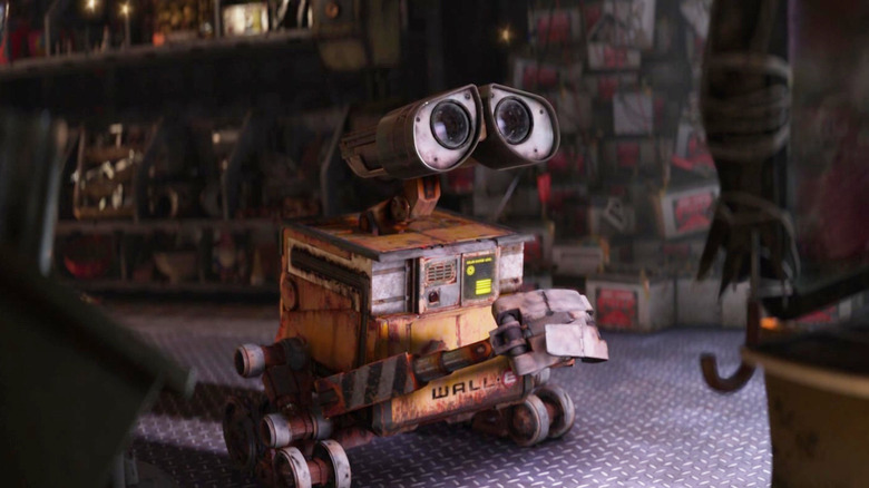 WALL-E in a trashed trailer in WALL-E