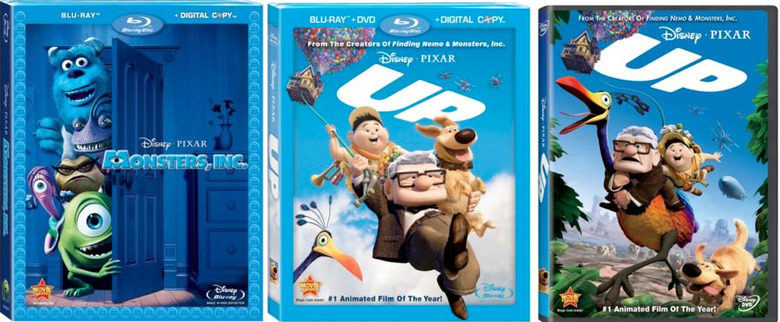 Monsters Inc, Up, DVD Blu-Ray