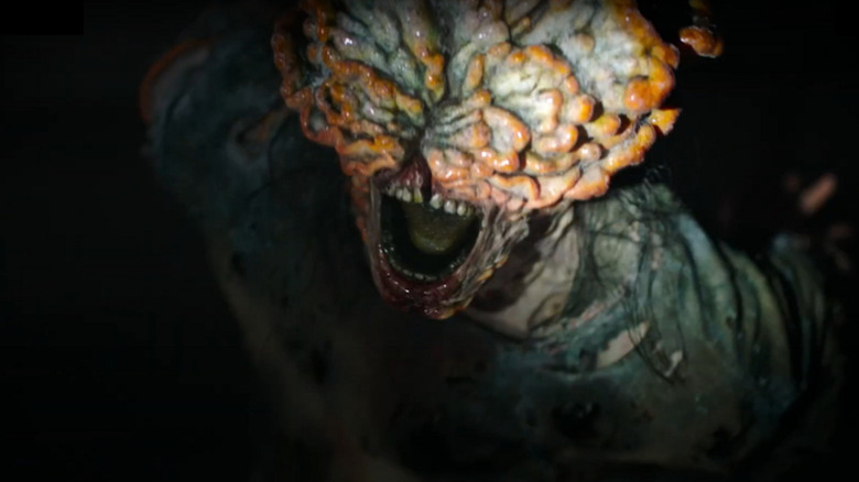 A Cordyceps-infected clicker about to attack on The Last of Us