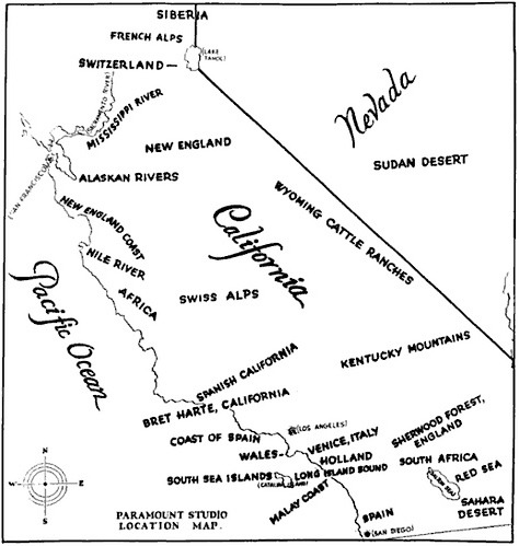 1927 Paramount Studio Map of California