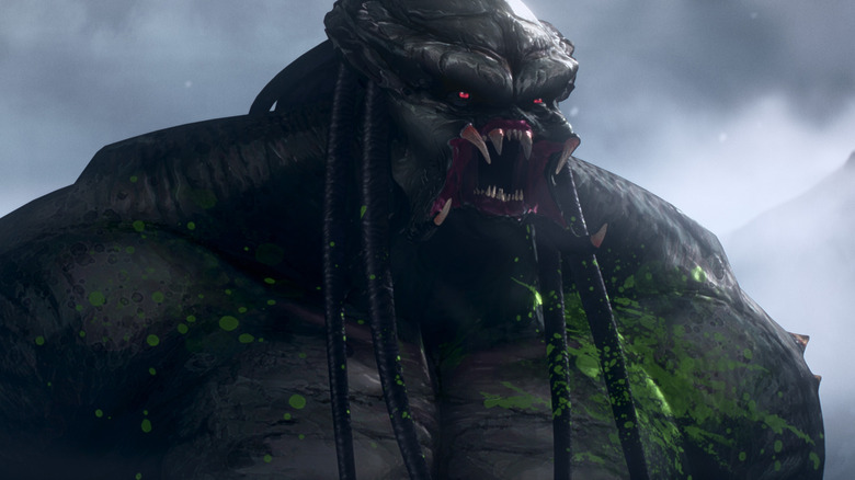 The barbarian predator is wasted and covered with blood in the predator: the killer of the killers